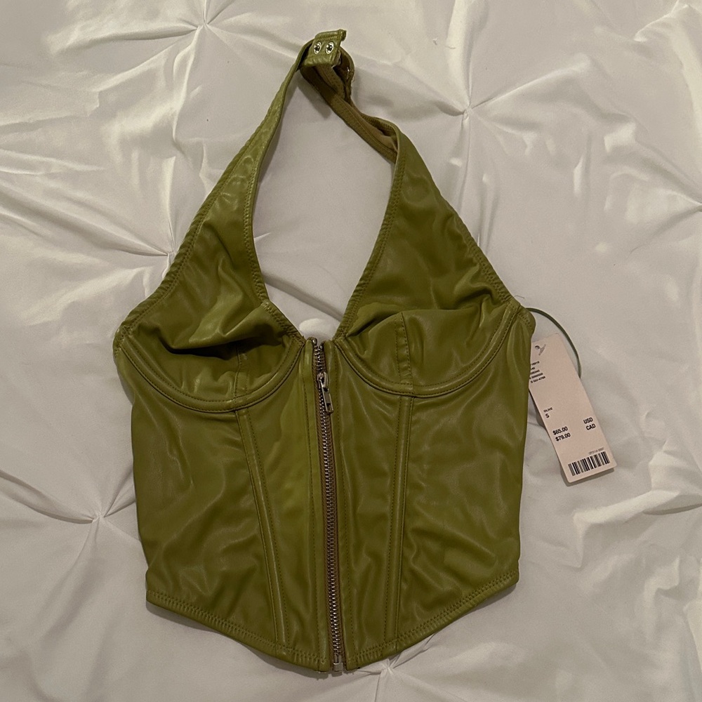 Urban Outfitters Green Corset Halter Top